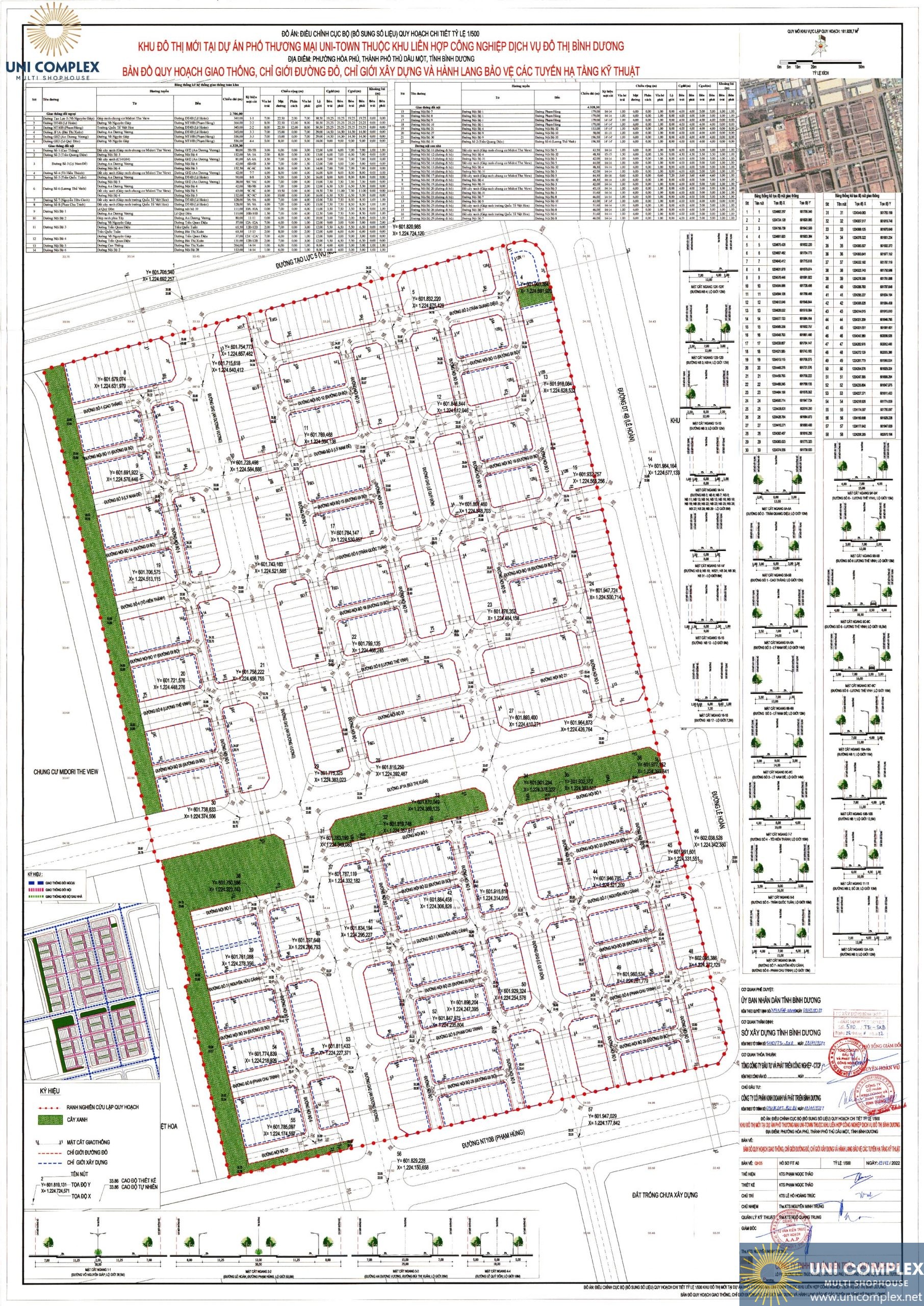 Bảng Vẽ Chi Tiết Quy Hoạch 1 Phần 500 Dự án Uni Complex Bình Dương 2m