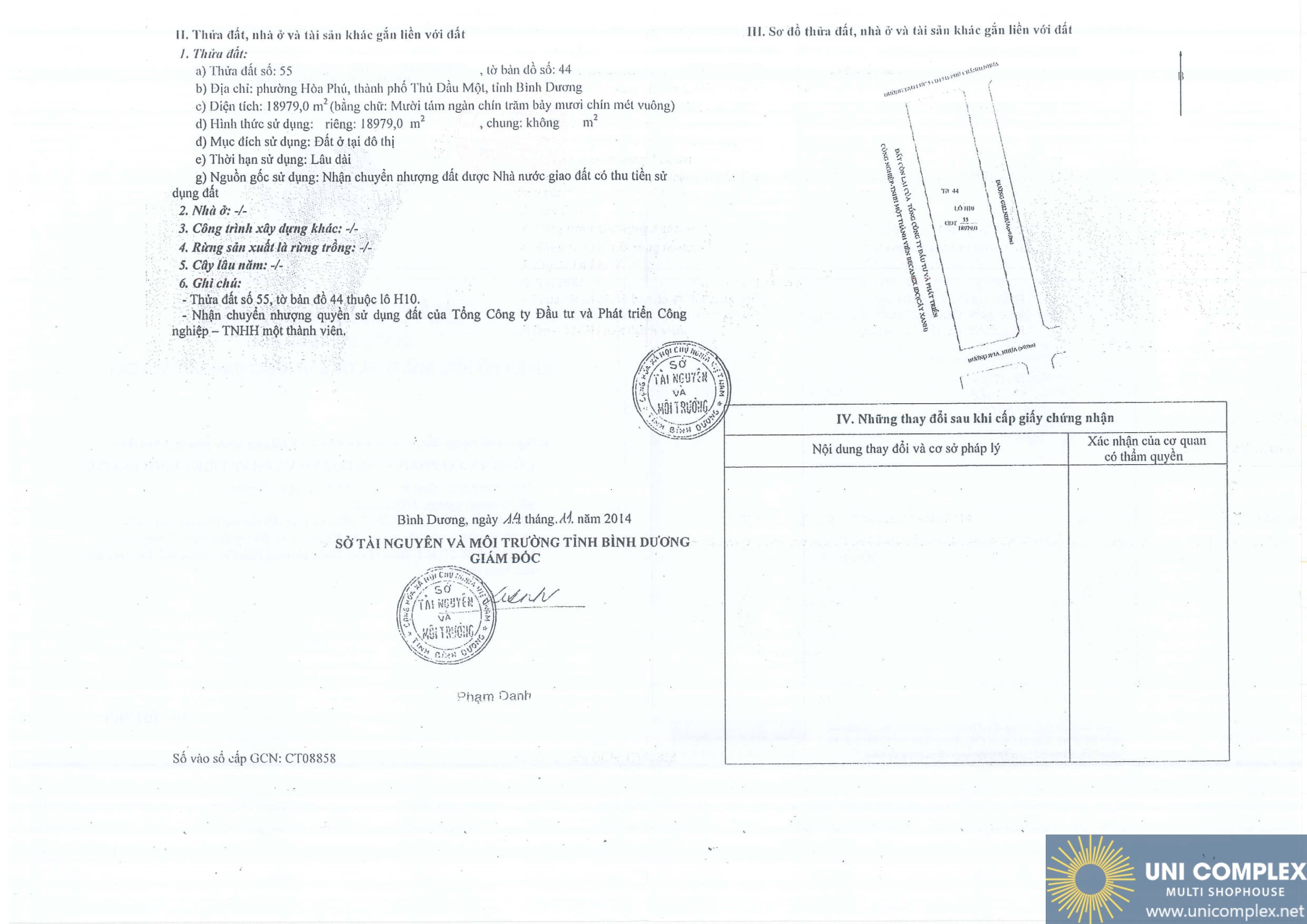 Gcn QsdĐ Bv 391263 Uni Complex Becamex Tdc MẶt Sau