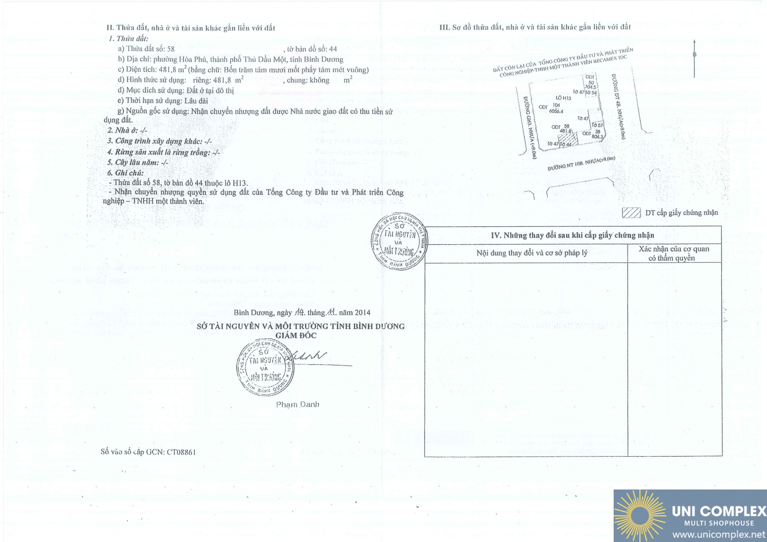 Gcn QsdĐ Bv 391266 Uni Complex Becamex Tdc MẶt Sau